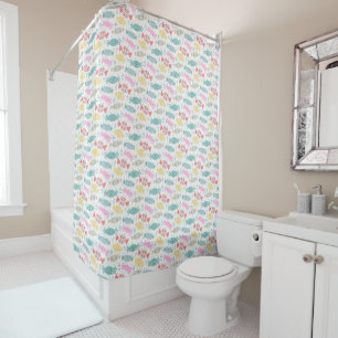 Cartoon multicolored festive candies shower curtain