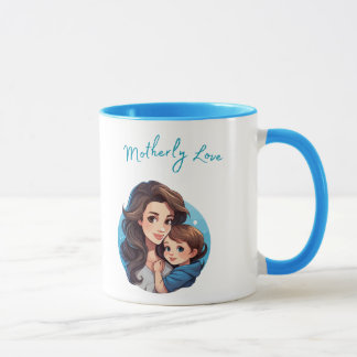 Cartoon mum and daughter-motherly love mug