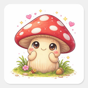 Cartoon mushroom smiling shyly Sticker