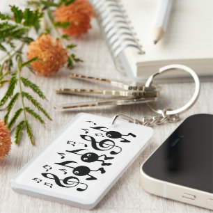 Cartoon Music Notes Key Ring