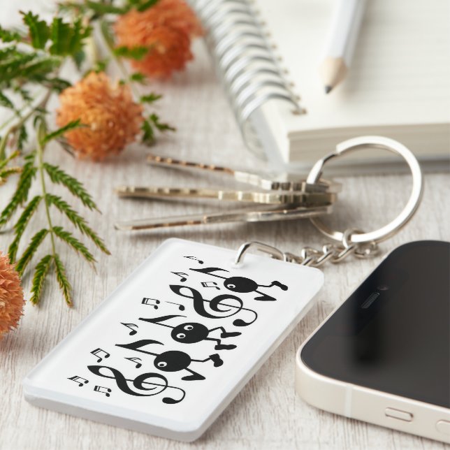 Cartoon Music Notes Key Ring (Front Right)
