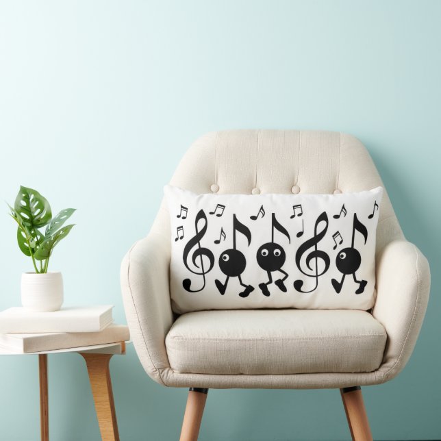 Cartoon Music Notes Lumbar Cushion (Chair)