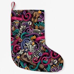 Cartoon Musical: Colourful Doodle Seamless. Small Christmas Stocking