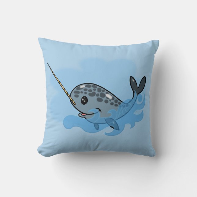 Cartoon Narwhal Cushion (Front)