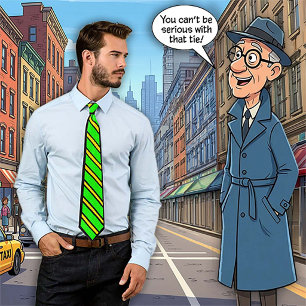 Cartoon Neck Tie Green with Yellow Stripes