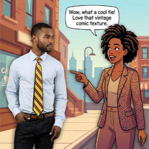 Cartoon Neck Tie Yellow with Red Stripes