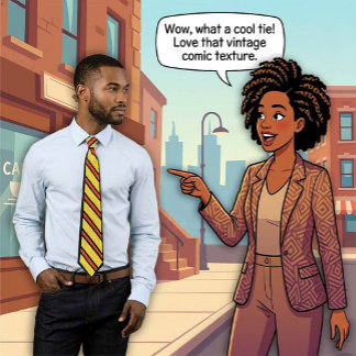 Cartoon Neck Tie Yellow with Red Stripes