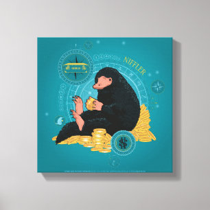 Cartoon NIFFLER™ With Gold Coins Canvas Print