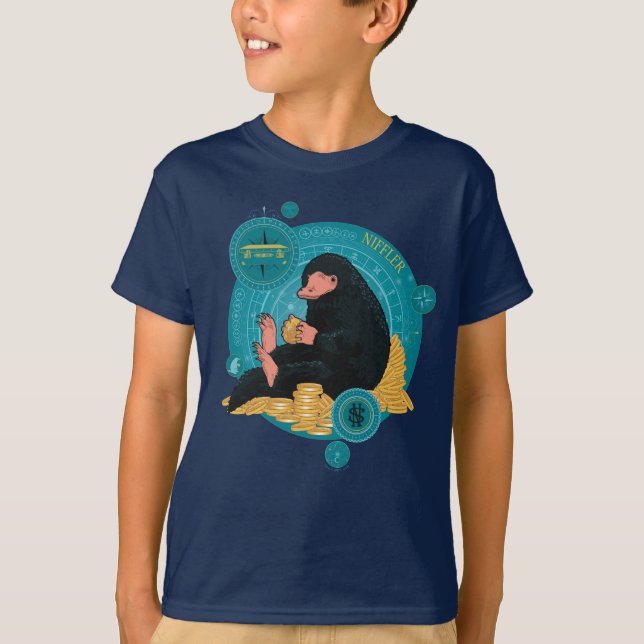 Cartoon NIFFLER™ With Gold Coins T-Shirt (Front)