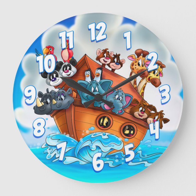 Cartoon Noah kids wall clock (Front)