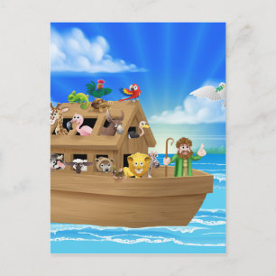 Cartoon Noahs Ark Postcard