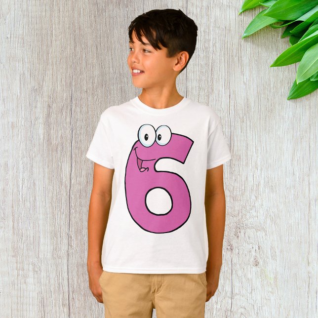 Cartoon Number 6 Fun Purple Smiling Six  T-Shirt (Creator Uploaded)