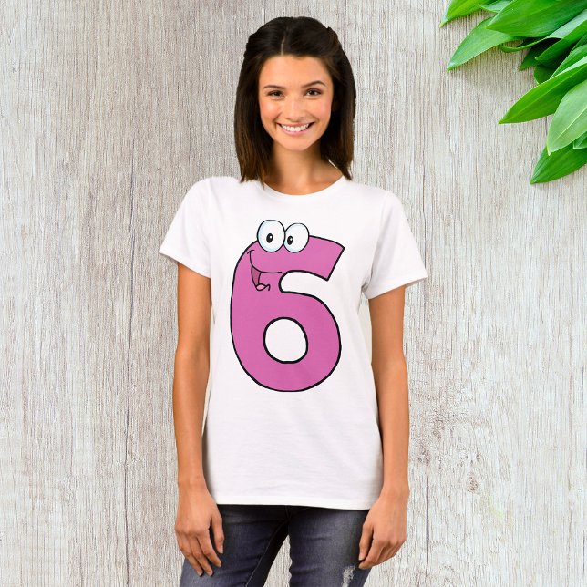 Cartoon Number 6 Fun Purple Smiling Six  T-Shirt (Creator Uploaded)