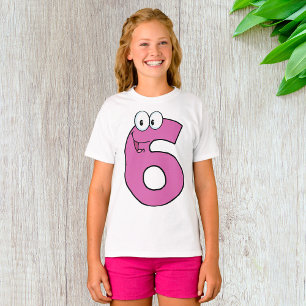 Cartoon Number 6 Fun Purple Smiling Six T-Shirt