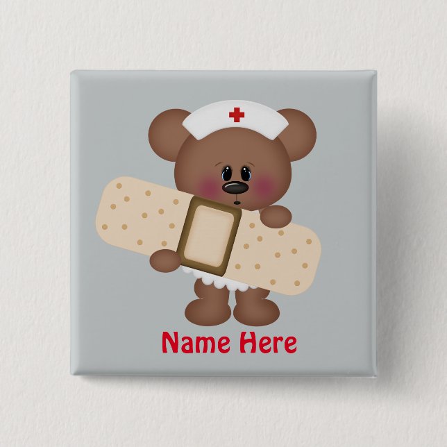 Cartoon Nurse add name button (Front)
