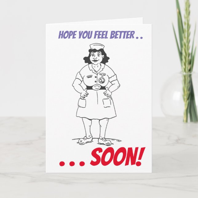 Cartoon Nurse Get Well Card (Front)
