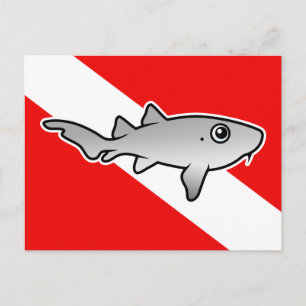 Cartoon Nurse Shark Dive Flag Postcard
