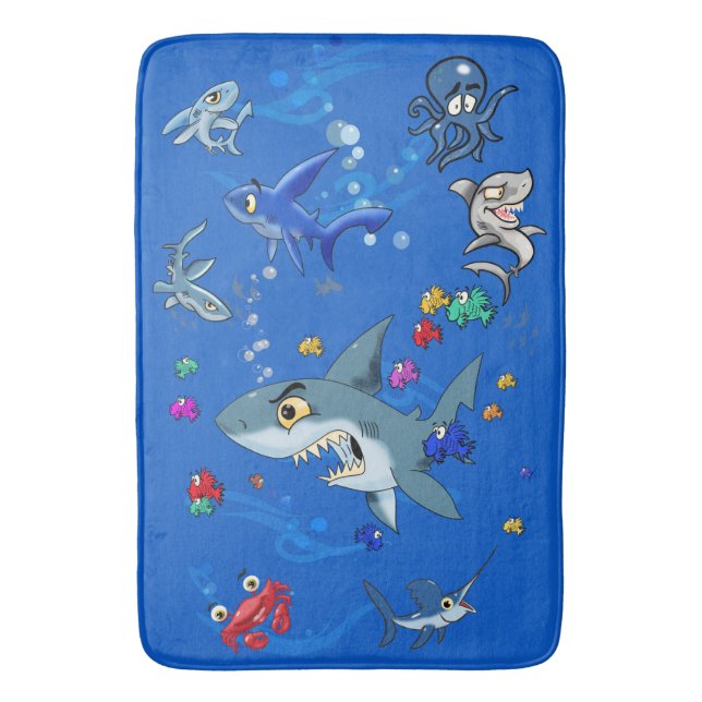 Cartoon Ocean Bath Mat (Front Vertical)