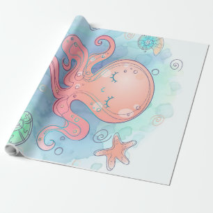 Cartoon Octopus   Cute Octopus Sweet Dream Wrapping Paper