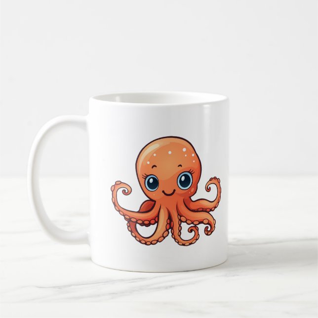 Cartoon octopus illustration coffee mug (Left)