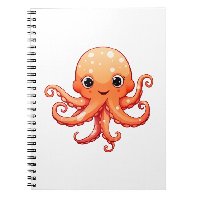 Cartoon octopus illustration notebook (Front)