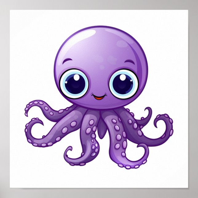 Cartoon octopus illustration poster (Front)