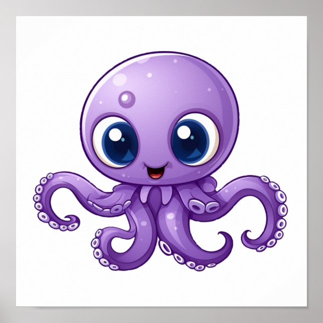 Cartoon octopus illustration poster (Front)