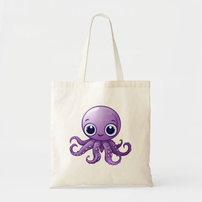 Cartoon octopus illustration tote bag (Front)
