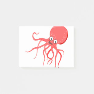 Cartoon octopus orange red sea post-it notes