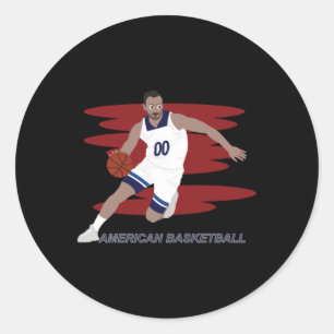 Cartoon Of A Basketball Player Classic Round Sticker