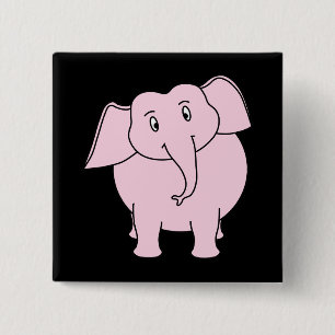 Cartoon of a Pink Elephant 15 Cm Square Badge