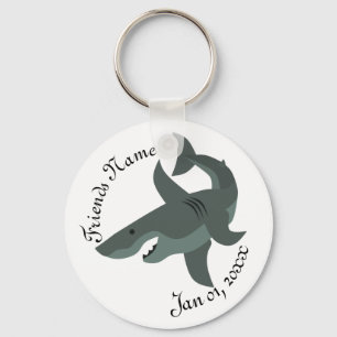 Cartoon of a Scary Great Shark Key Ring