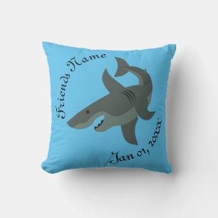 Cartoon of a Scary Great White Shark Classic Round Cushion