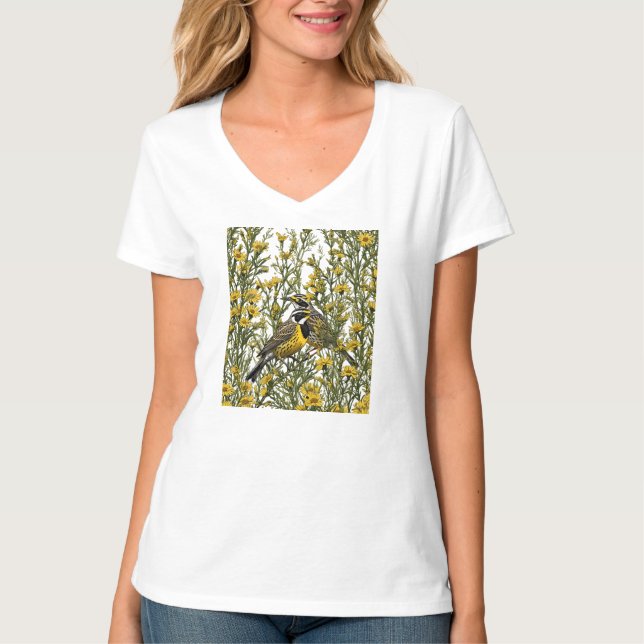 Cartoon Of A Western Meadowlark 2 T-Shirt (Front)