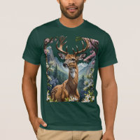 Cartoon Of A Whitetail Deer Surrounded By Mountain
