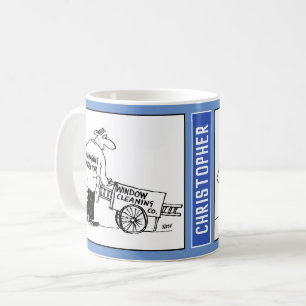 Cartoon of a Window Cleaner with Barrow. Funny Coffee Mug