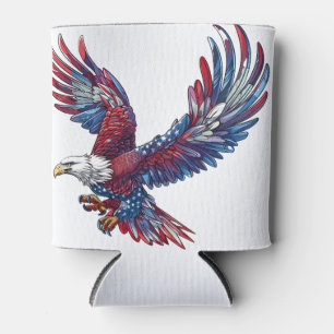 Cartoon of an eagle, 4th of July concept Can Cooler