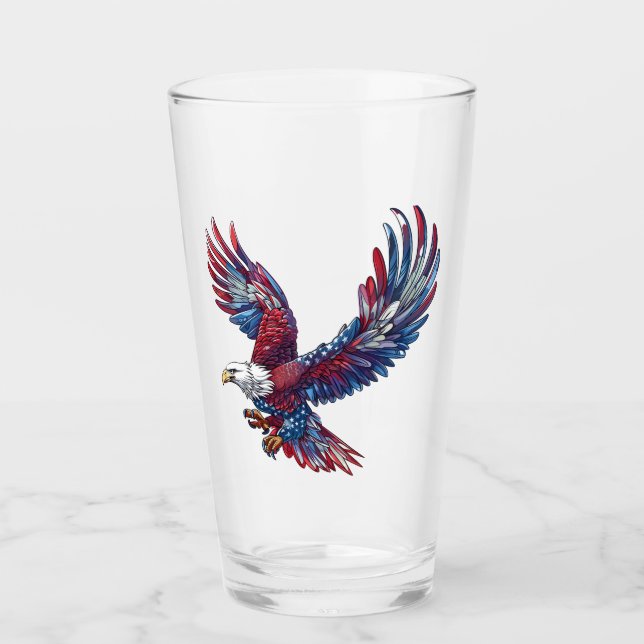 Cartoon of an eagle, 4th of July concept Glass (Front)