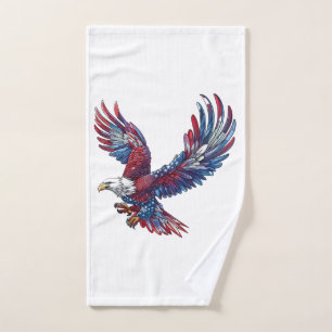 Cartoon of an eagle, 4th of July concept Hand Towel