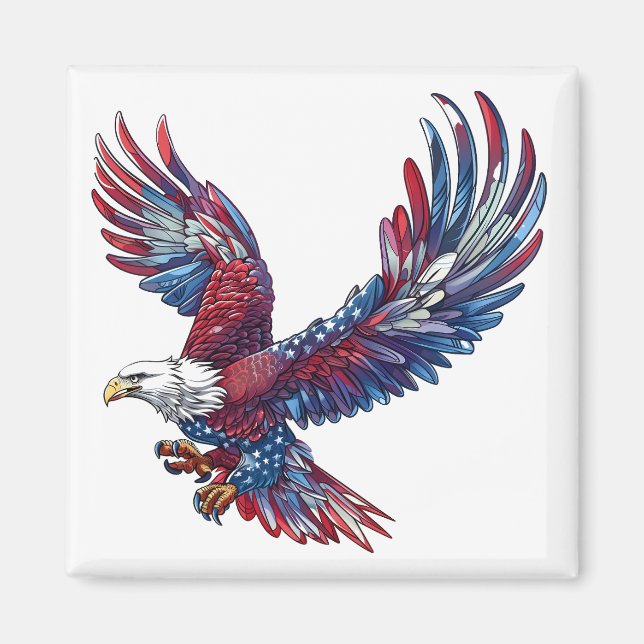 Cartoon of an eagle, 4th of July concept Magnet (Front)