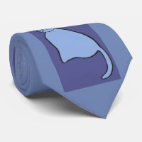 Cartoon of blue, cute, quiet cat with pink ears.