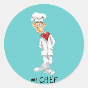 Cartoon of Chef with funny sayings Classic Round Sticker
