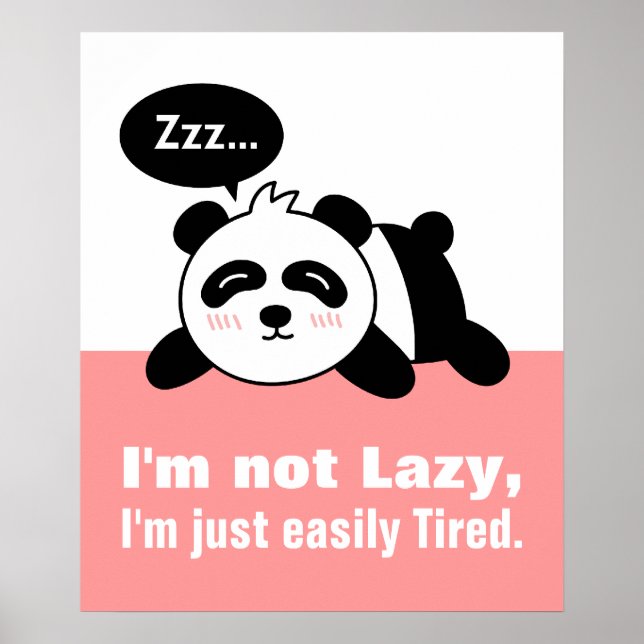 Cartoon of Cute and Lazy Panda Poster (Front)