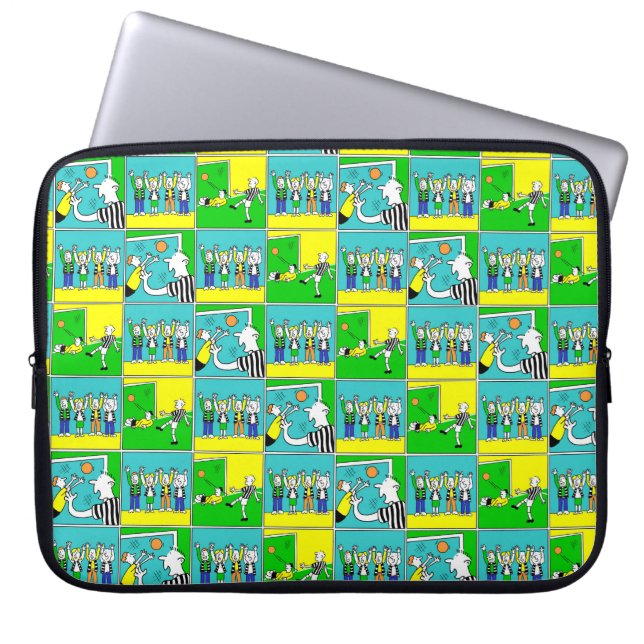 Cartoon of Footballers & Fans Celebrating Laptop Sleeve (Front)