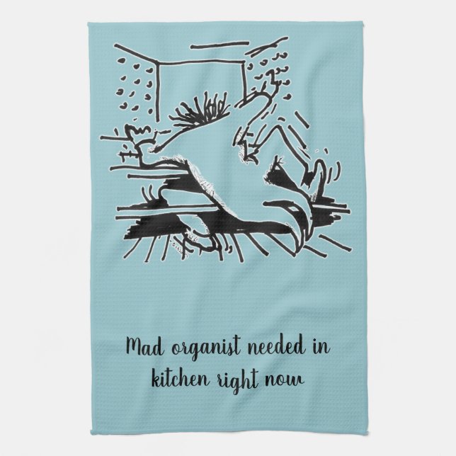 Cartoon of organist kitchen towel (Vertical)