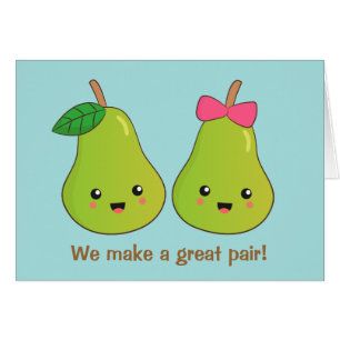 Cartoon of Pair of Pears with cute expressions