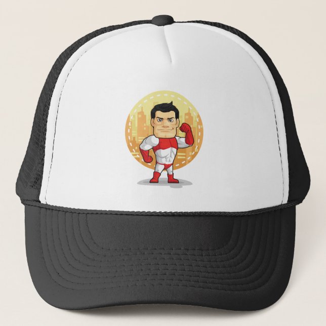 Cartoon of Superhero Trucker Hat (Front)