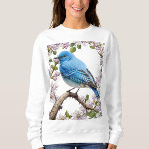 Cartoon Of The Mountain Bluebird With Syringa Sweatshirt