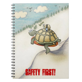 cartoon of tortoise and snail with seat belt notebook