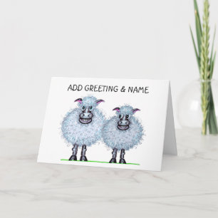 Cartoon of two cute sheeps card